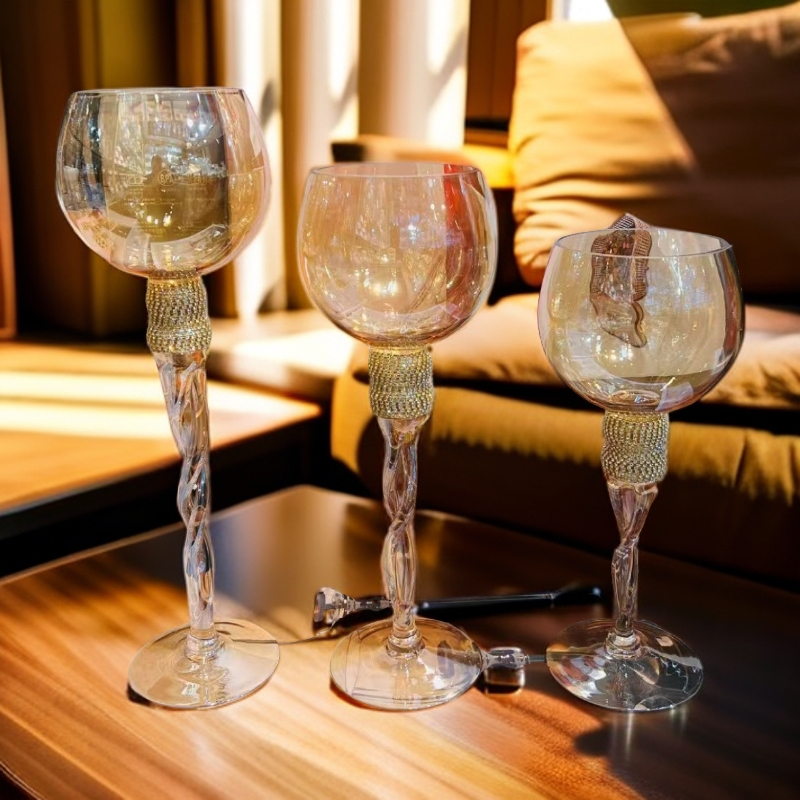爆款水晶玻璃酒杯三件套家用高档豪华水晶玻璃酒杯轻奢风酒杯包邮