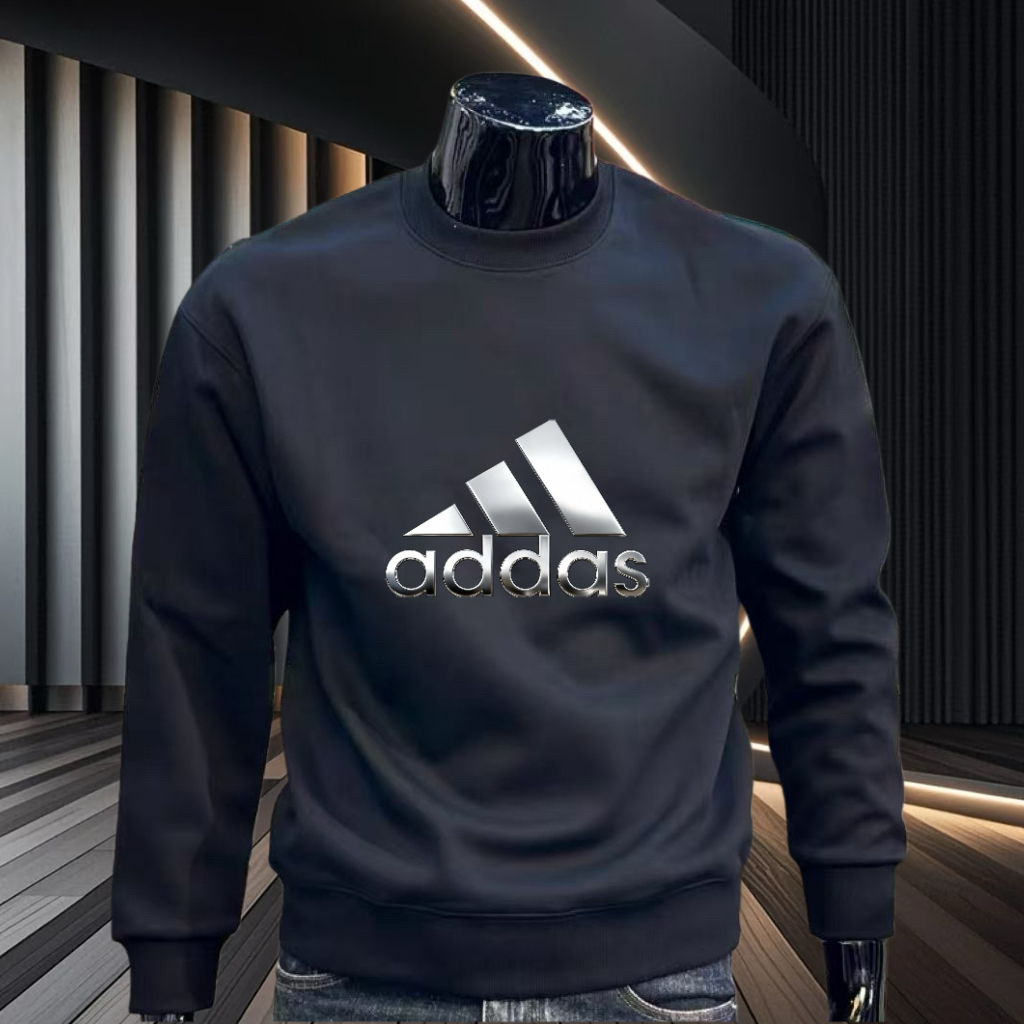 长袖潮牌美式新款重磅圆领卫衣男士美式秋冬季加绒加厚上衣打底衫