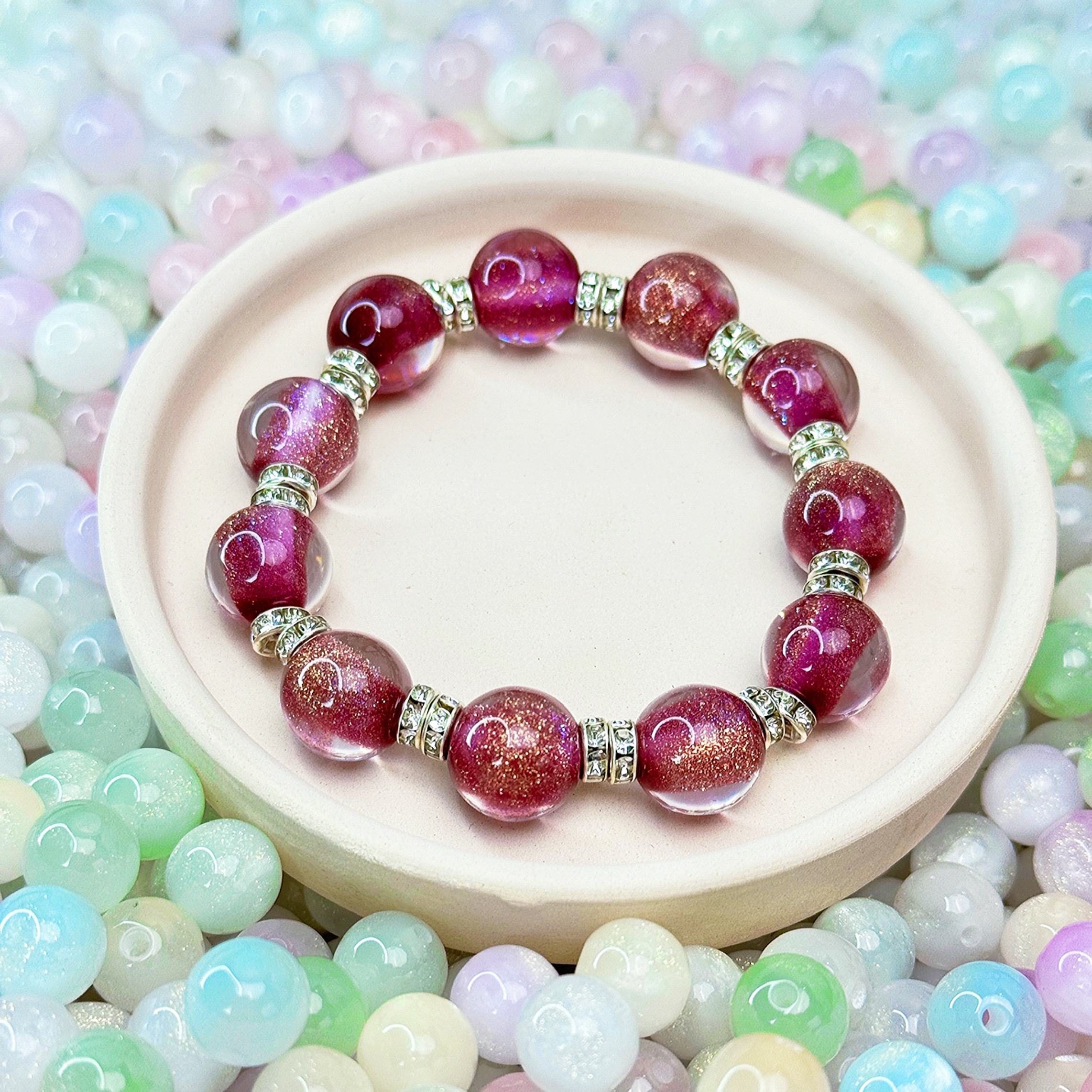 （光变珠卡12）带回家DIY的树脂珠手工手串树脂圆珠手链