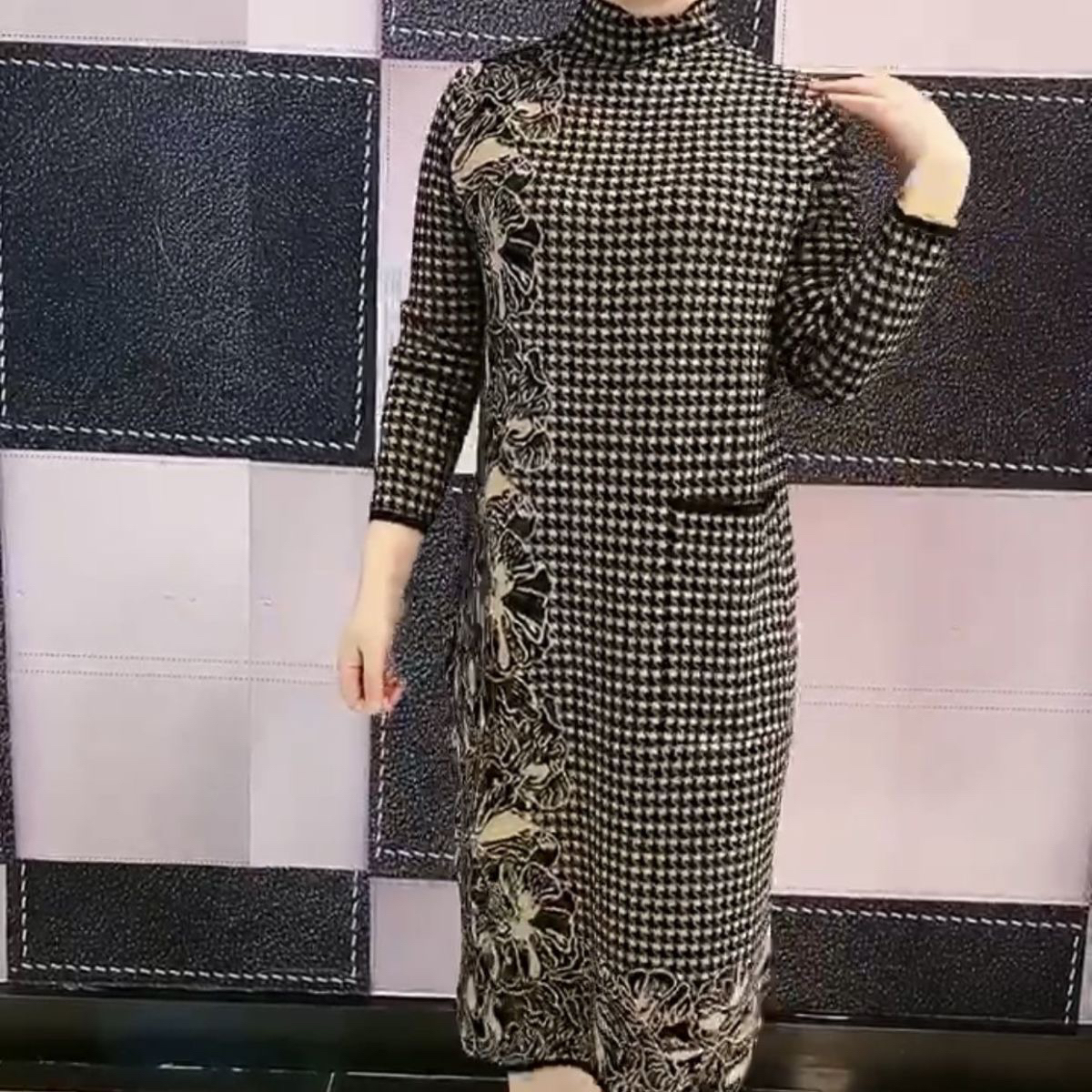 秋冬大码针织半高领宽松百搭显瘦气质连衣裙女裙子冬季冬天长款