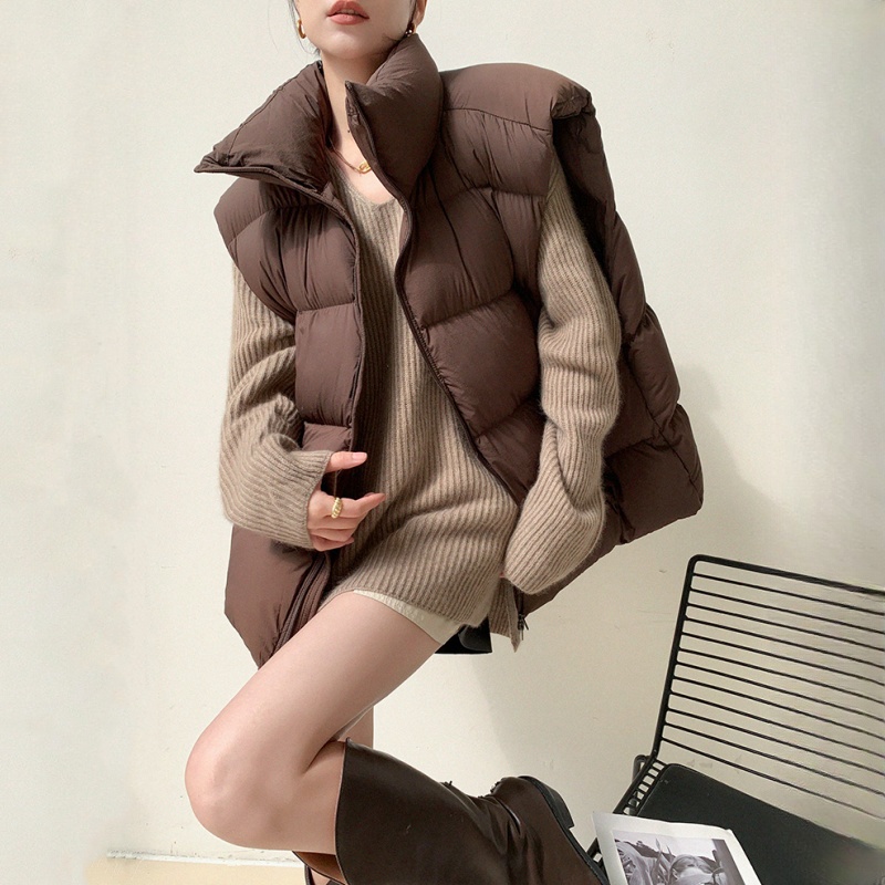 立领羽绒马甲背心女外穿坎肩2025新款秋冬轻薄白鸭绒保暖马夹外套