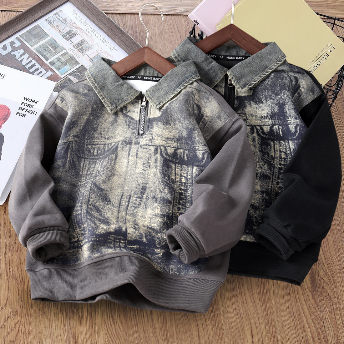 儿童秋季卫衣2025新款男童洋气翻领上衣宝宝春秋装外套时髦