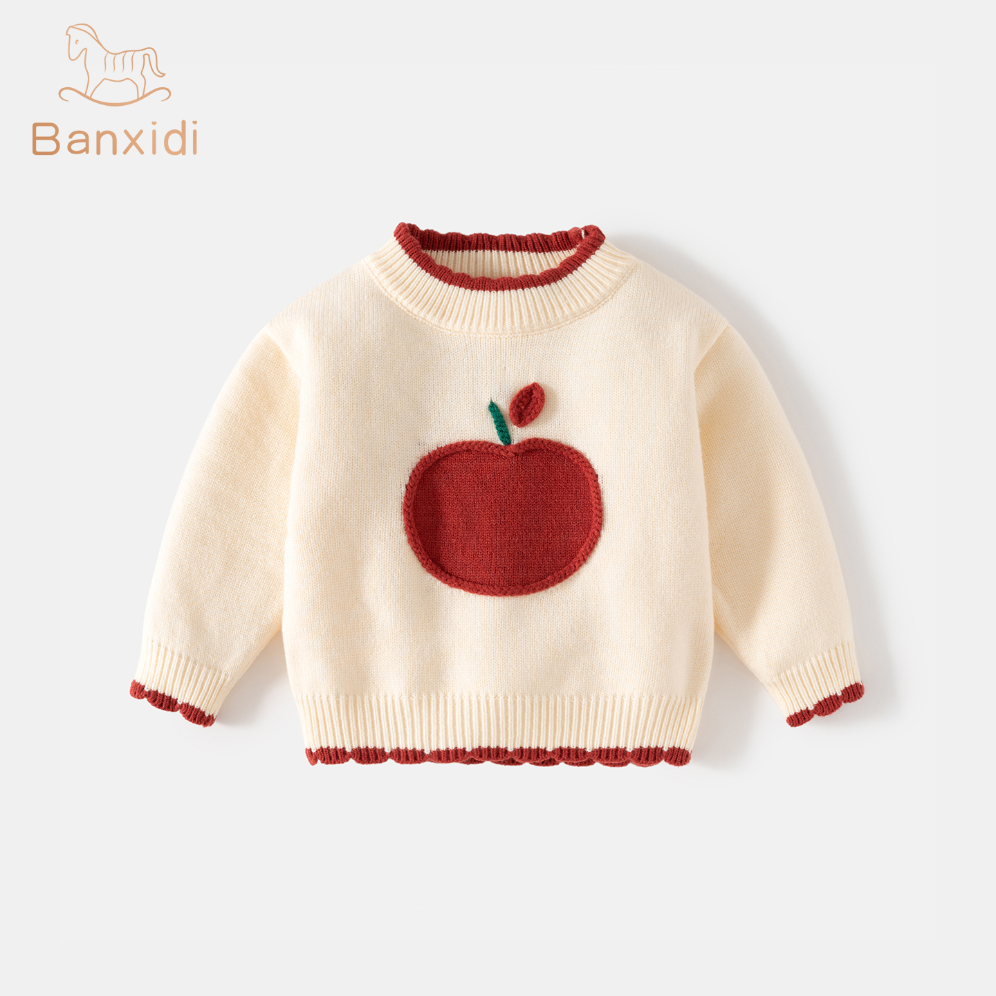 班喜迪女童毛衣秋冬2025新款洋气女宝宝针织毛线加绒上衣儿童童装
