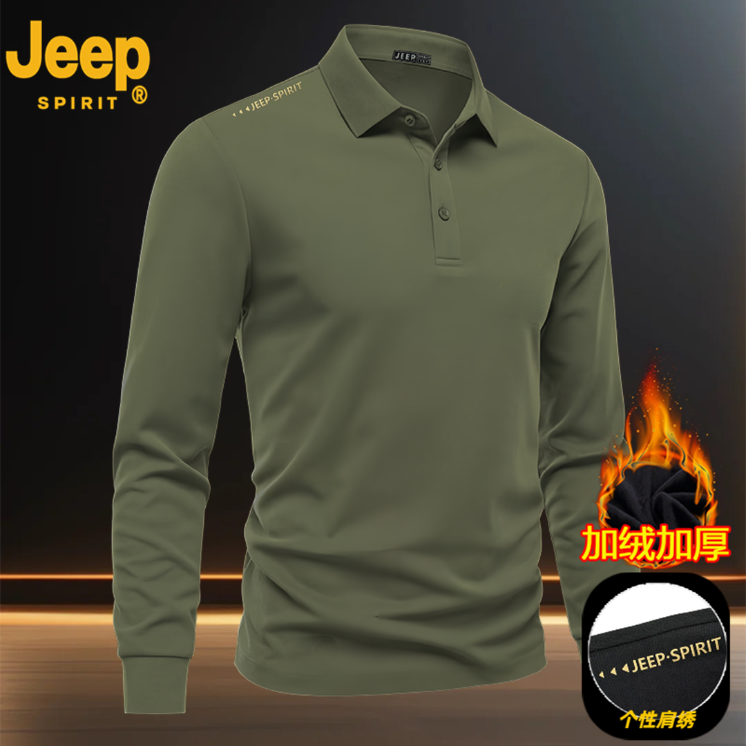 JEEPSPIRIT秋冬轻奢长袖POLO衫爆款常规长袖男装百搭简约品牌纯色
