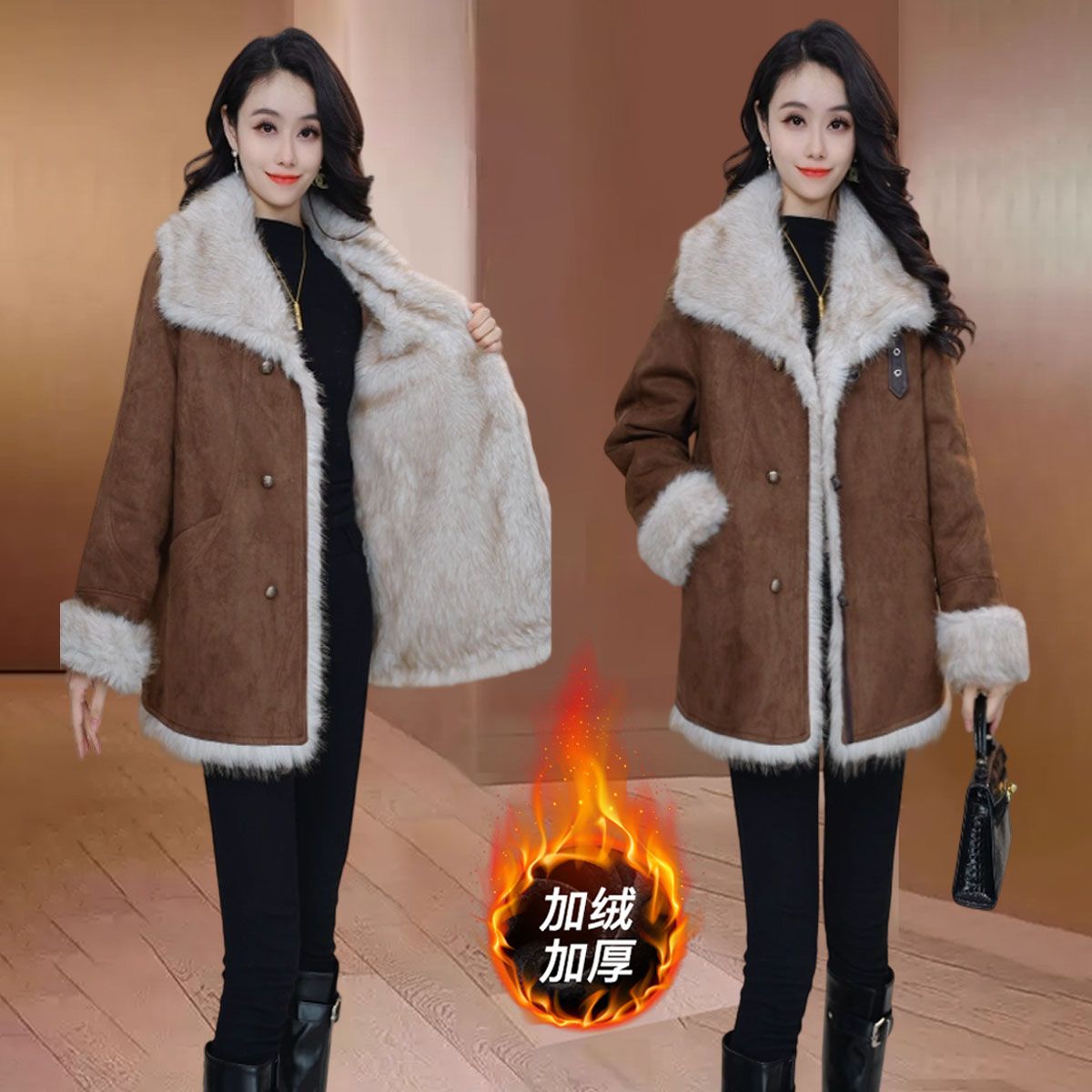 小香风毛呢外套女冬2025新款小个子气质高端加绒加厚品牌呢子大衣