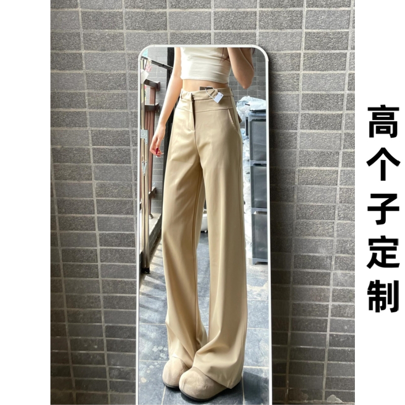 180高个子175加长卡其休闲裤女设计感小众高腰宽松西裤阔腿拖地裤