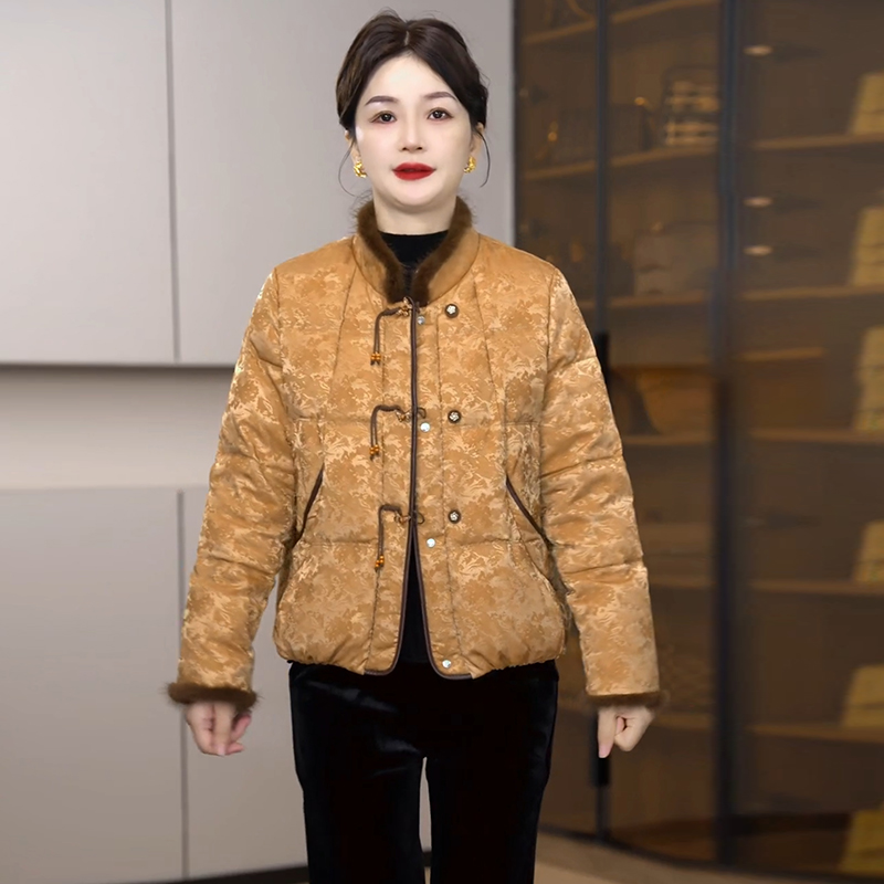 新中式复古风盘扣棉服女2025冬季中老年妈妈装时尚立领棉衣外套潮