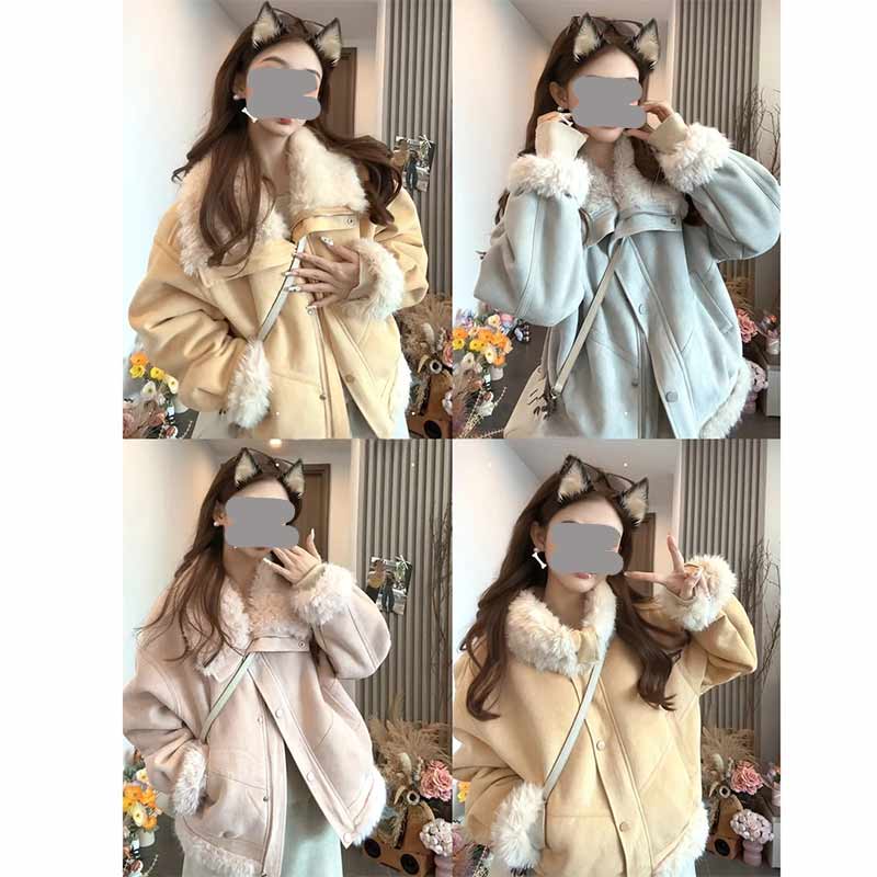 小个子短款时尚百搭气质2026冬季新款毛毛夹克上衣仿羊羔毛外套女