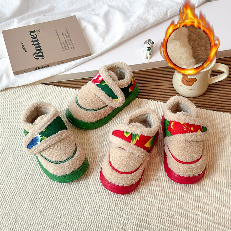 女童东北大花棉鞋2025冬季新款防滑保暖加绒毛毛鞋儿童百搭雪地棉