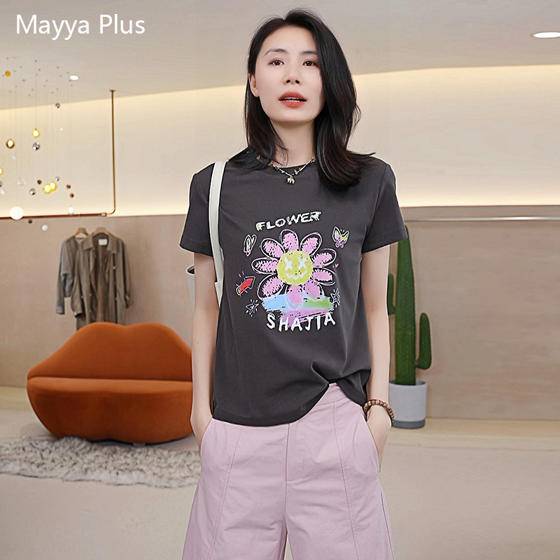 【向阳花】MayyaPlus麦芽定制韩系简约圆领短袖T恤夏季上衣32528153