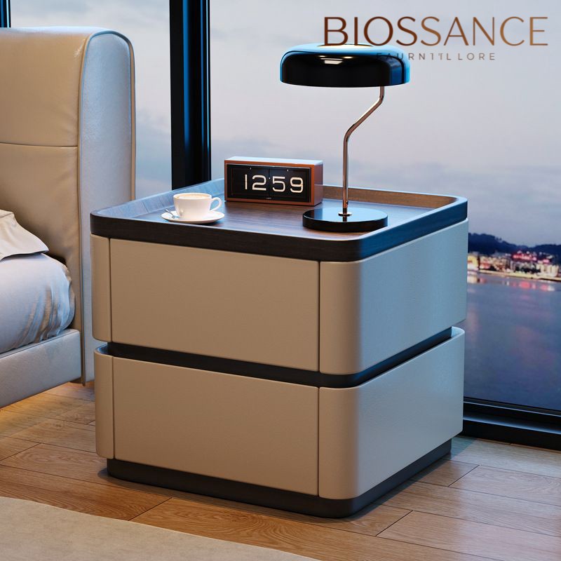 密码锁床头柜现代简约实木家用意式极简收纳柜高级感床边柜子网红