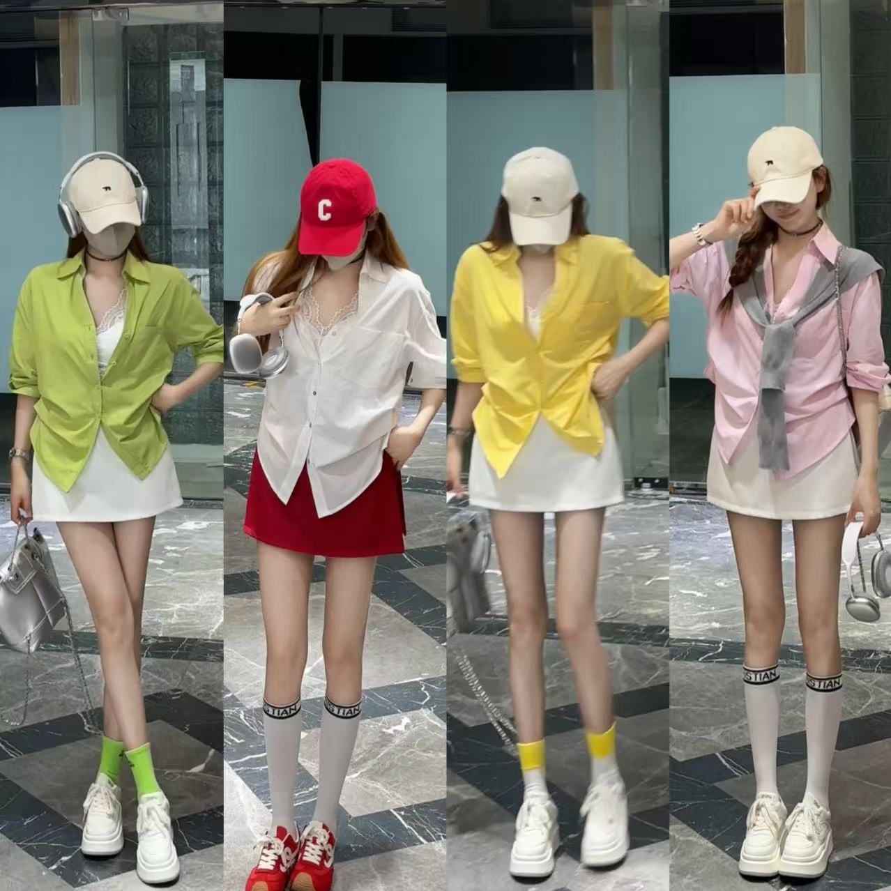 （褶皱衬衫）不规则设计显瘦遮肉白色街头小众时尚极简休闲轻奢百搭