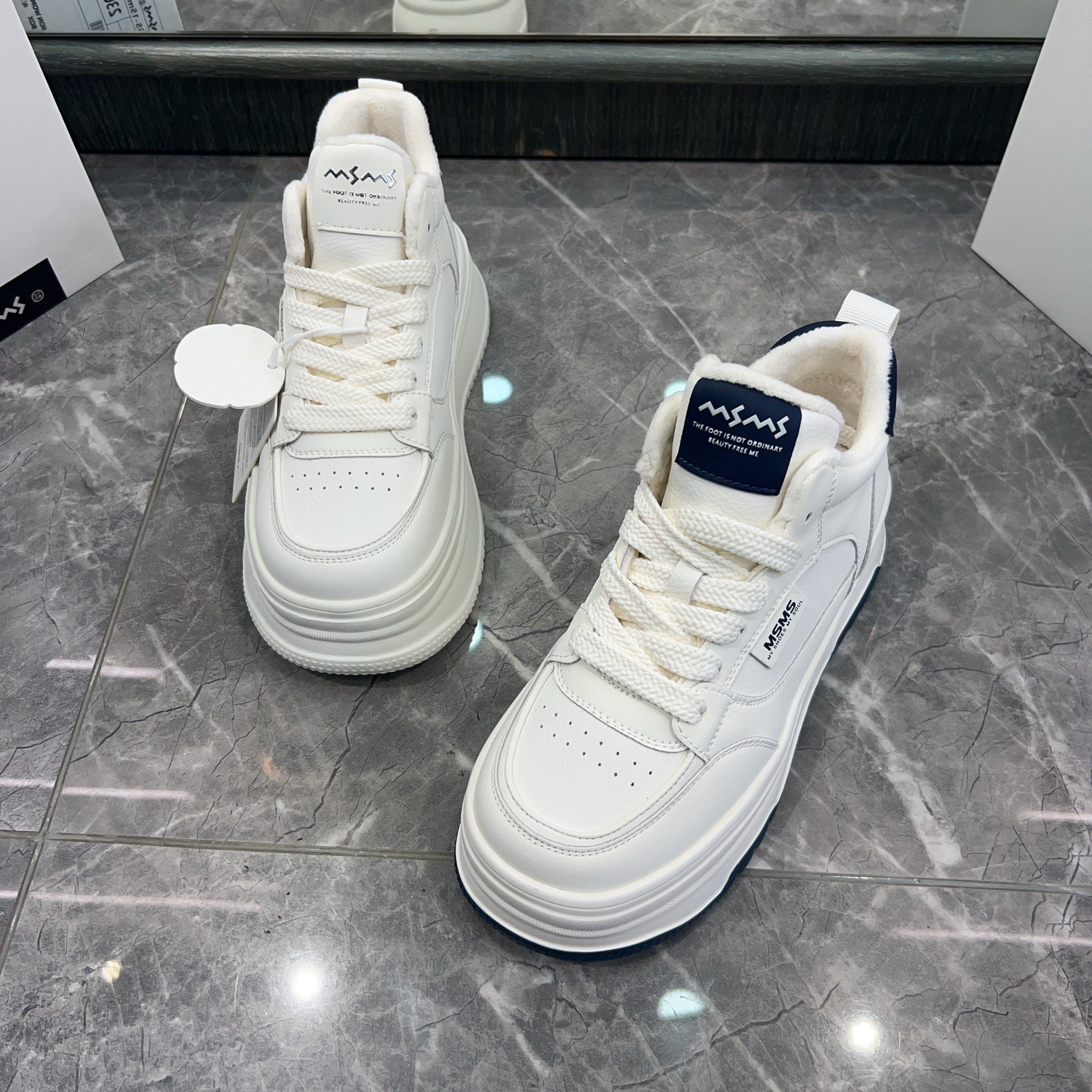 【玛莎玛索】25年秋冬新款8055-15m时尚百搭二棉板鞋小白鞋厚底加绒