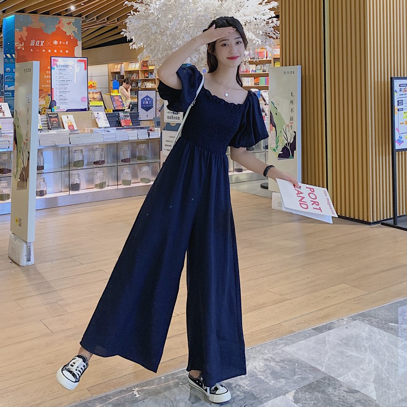 连体裤套装女夏季2025新款薄款小个子连体衣垂感雪纺阔腿连身长裤