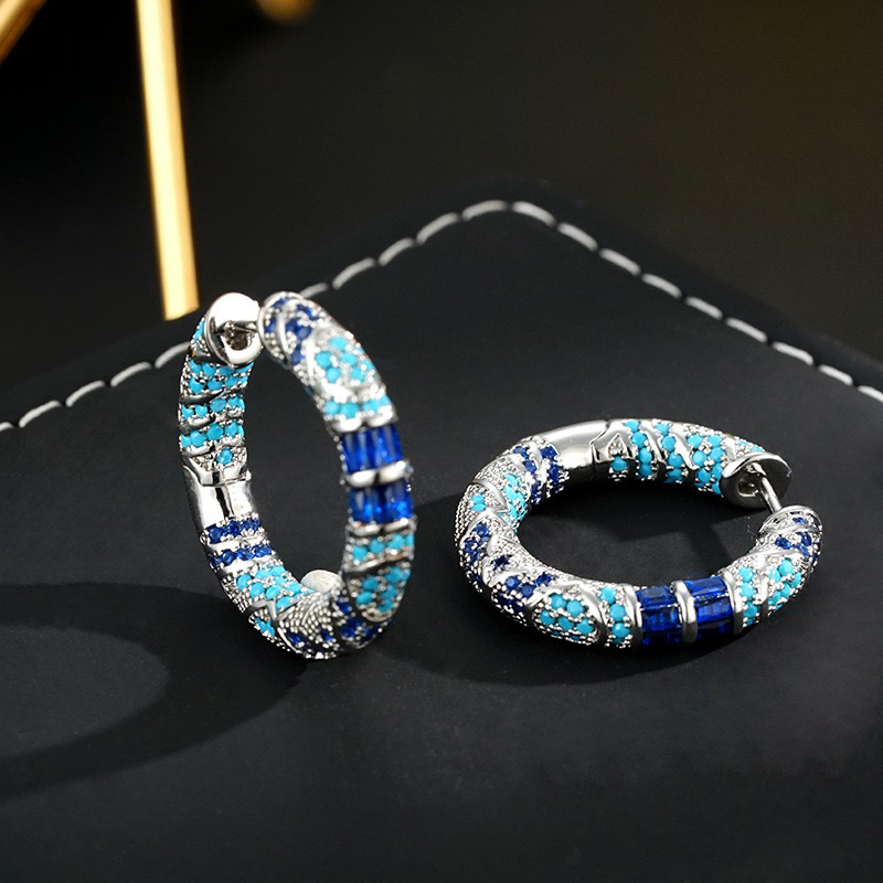 铜合金耳饰 精品/新款时尚百搭气质经典耳环手工镶嵌高贵奢华耳圈