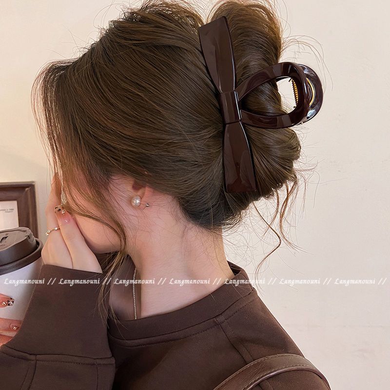 【90%好评率】大号蝴蝶结抓夹2024新款高级感气质发夹鲨鱼夹秋冬后