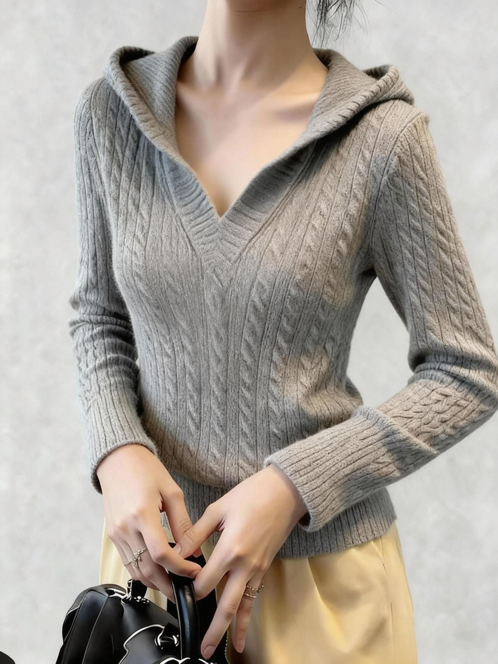 2025高级感别致独特小众设计欧货休闲洋气连帽针织上衣秋冬季女潮