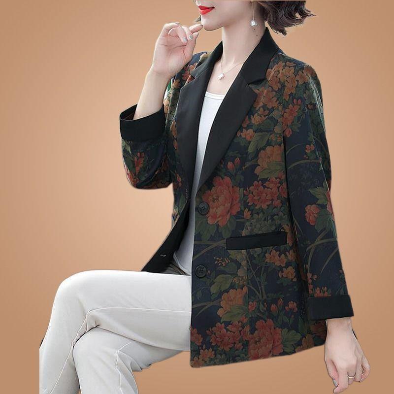 大码女装小西装上衣春秋季2025新款中老年妈妈装气质修身显瘦外套