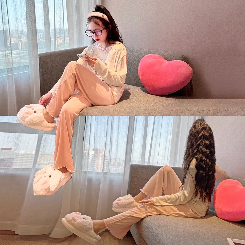 女孩睡衣春秋2025新款女童纯棉长袖家居服儿童初中生网红居家套装