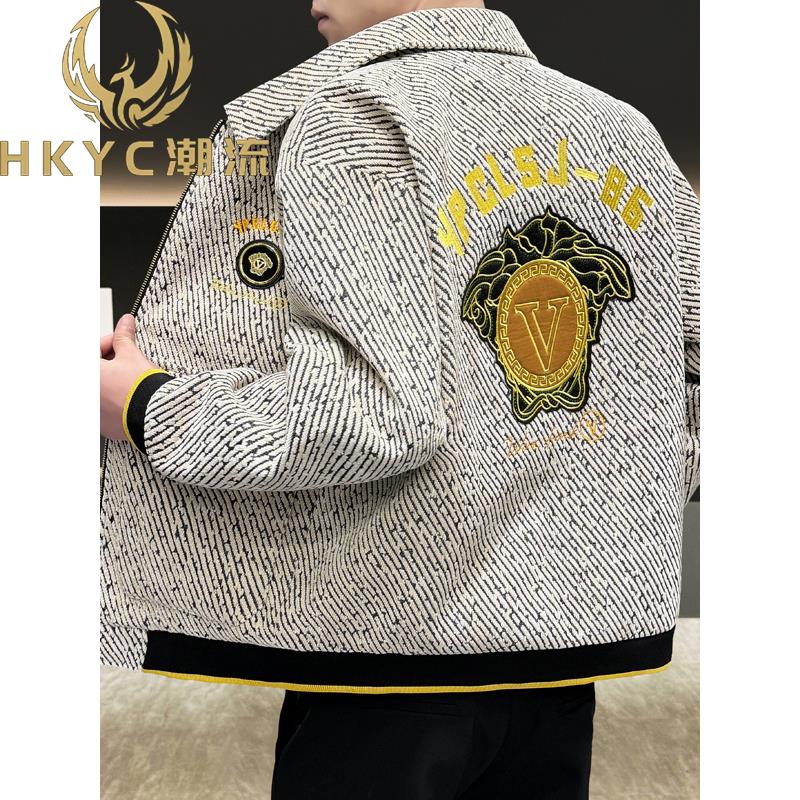 HKYC男士翻领夹克春秋2025新款休闲外套男韩版青年百搭秋装上衣