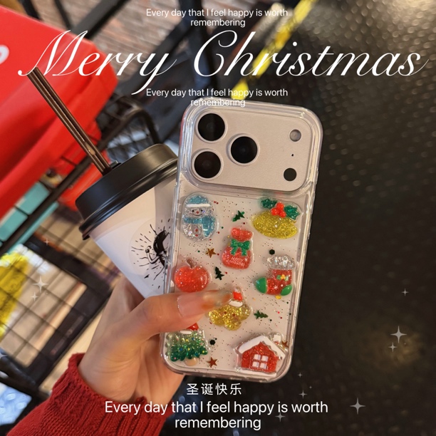 立体圣诞雪人适用苹果17手机壳华为软壳小米滴胶vivo保护套oppo女