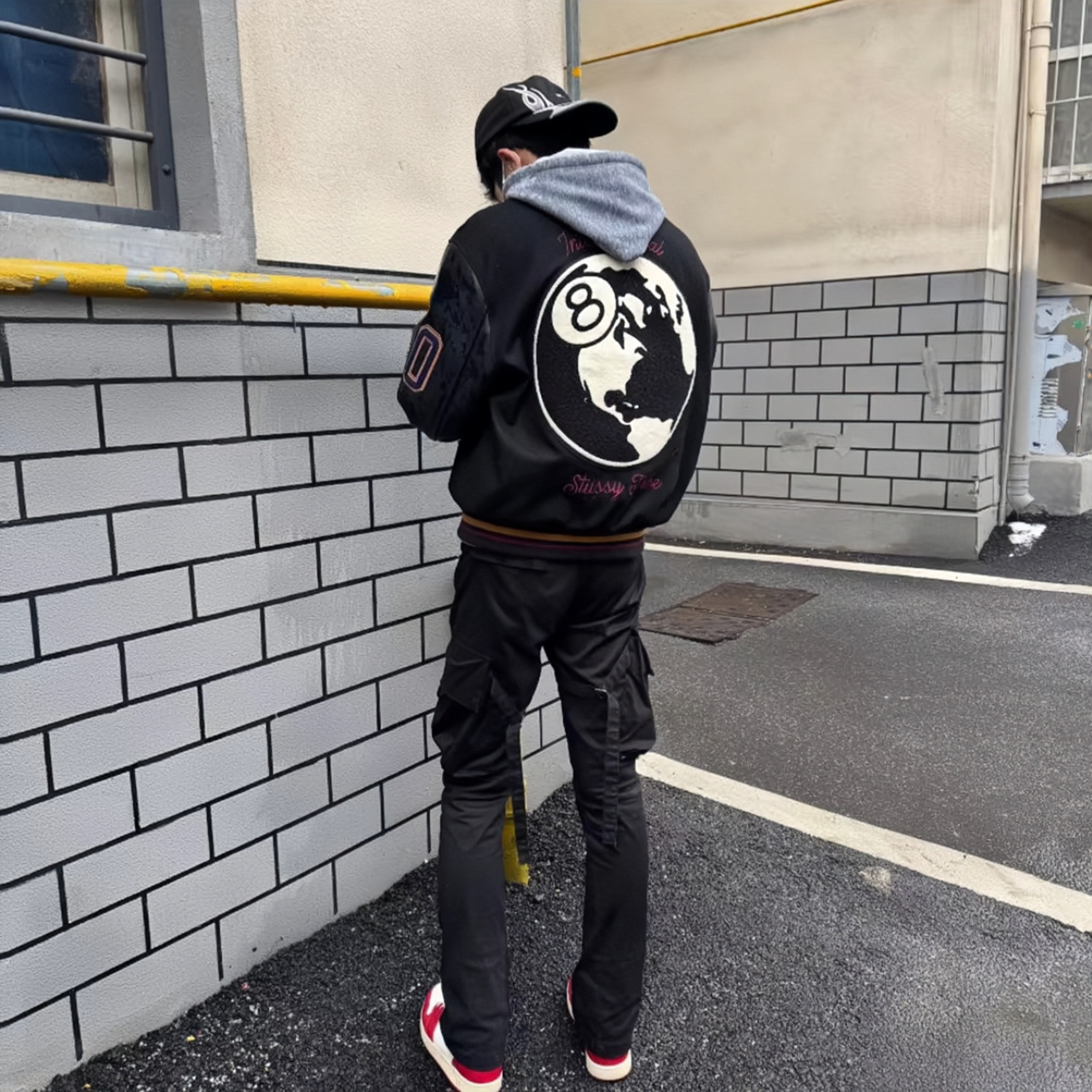 我不是雾自主黑8外套棉服40th周年夹棉棒球服美式夹克高街vibe男