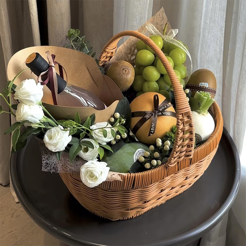 手工编菜蓝子仿藤编创意野餐手提菜篮子筐户外水果采摘户外买菜蓝