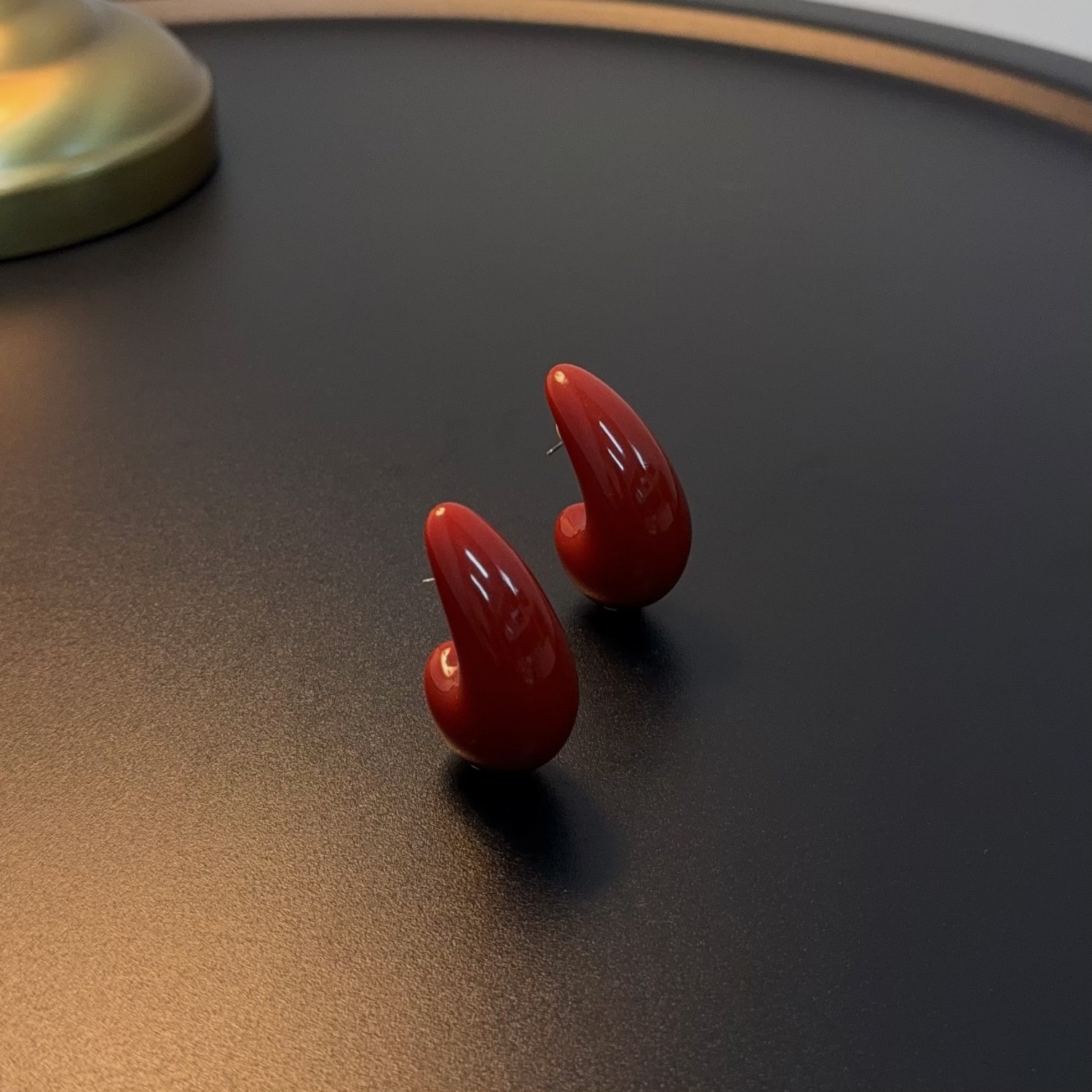 非金属树脂耳饰 安可拉红色耳环简约时尚复古风耳饰EDGlc 0296