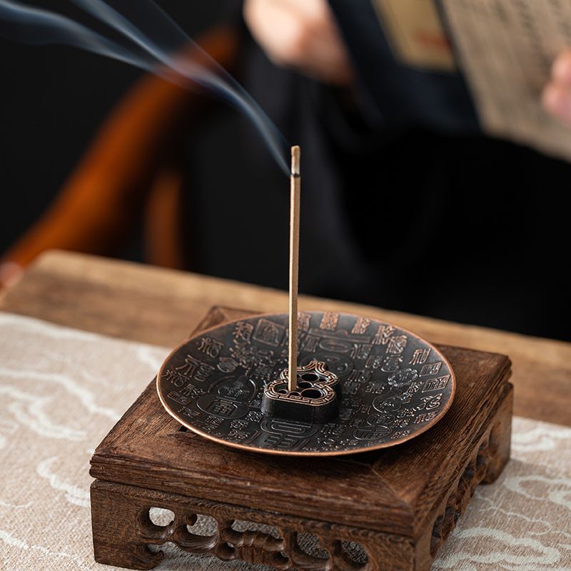 福禄双全红铜色八孔线香插禅意香道零配件室内茶桌用品家用创意