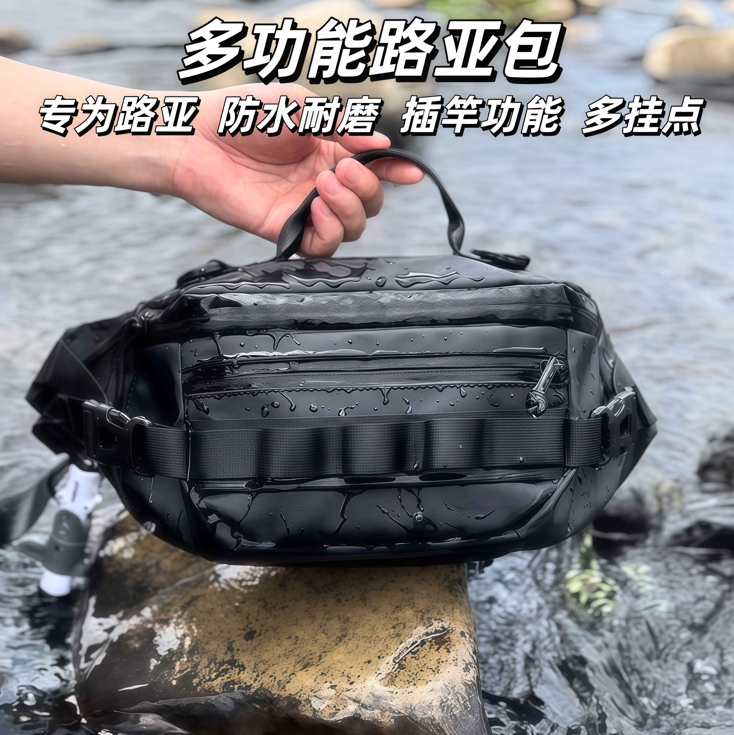 路亚包多功能腰包斜挎包户外路亚包专用包大容量防水路亚收纳包