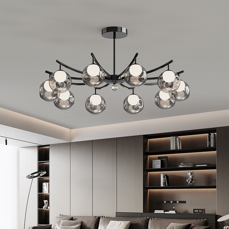 香豪客厅主灯意式轻奢高级感2025新款设计师中山灯具护眼玻璃吊灯