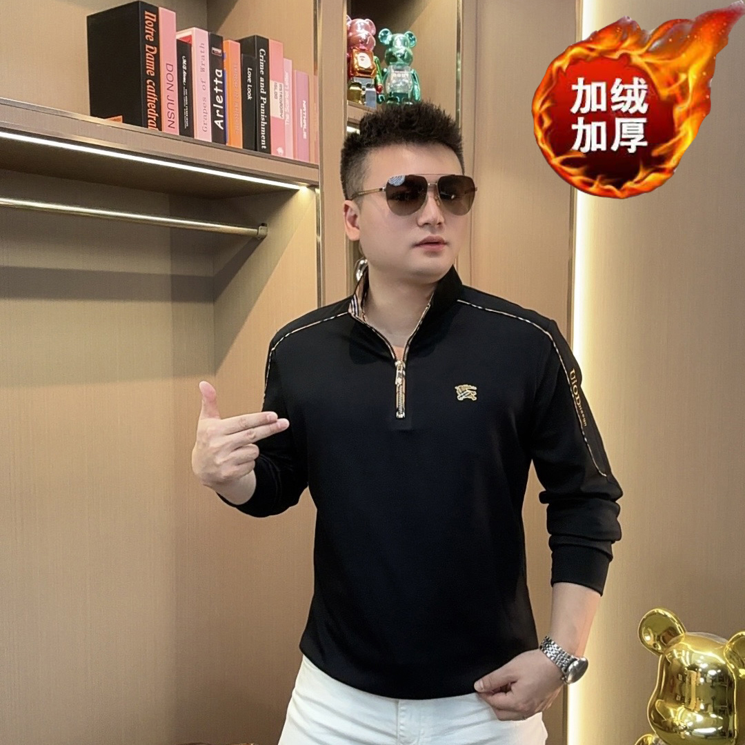 2025新款男士欧货刺绣小标立领修身卫衣重磅高端时尚潮流大气