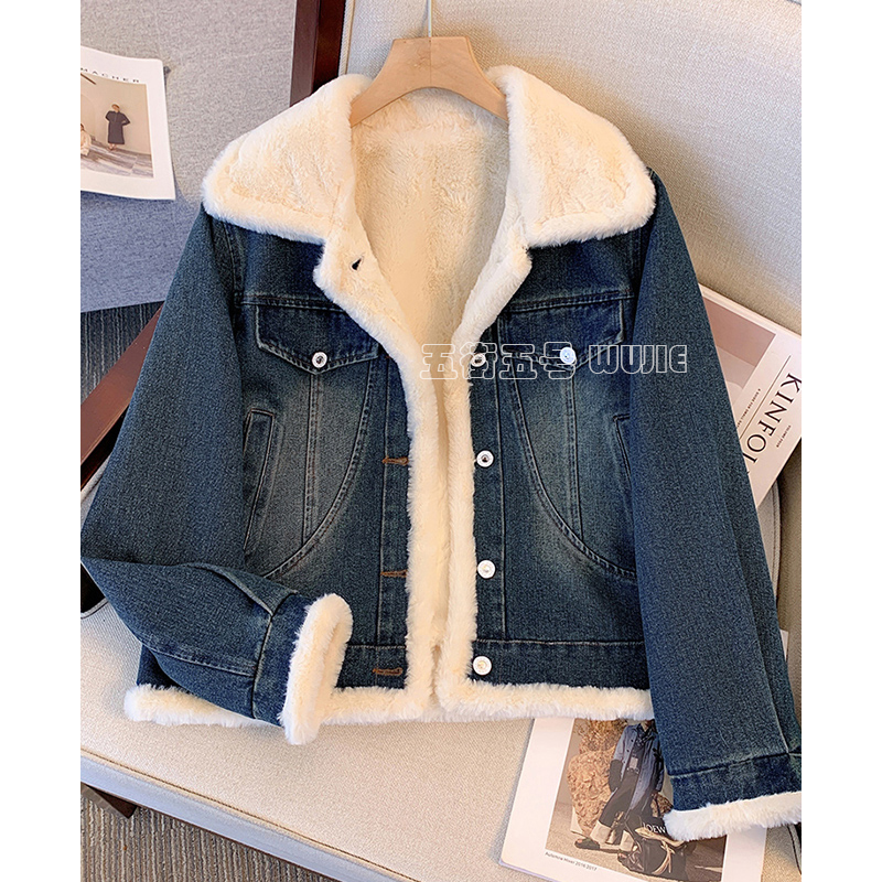 牛仔加绒加厚外套女冬季2025新款爆款今年流行小个子女士短款百搭