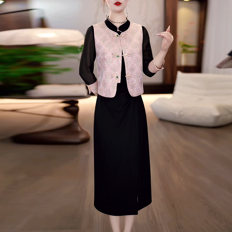 新中式国风套装连衣裙2025新款春秋今年流行爆款轻奢高级感两件套