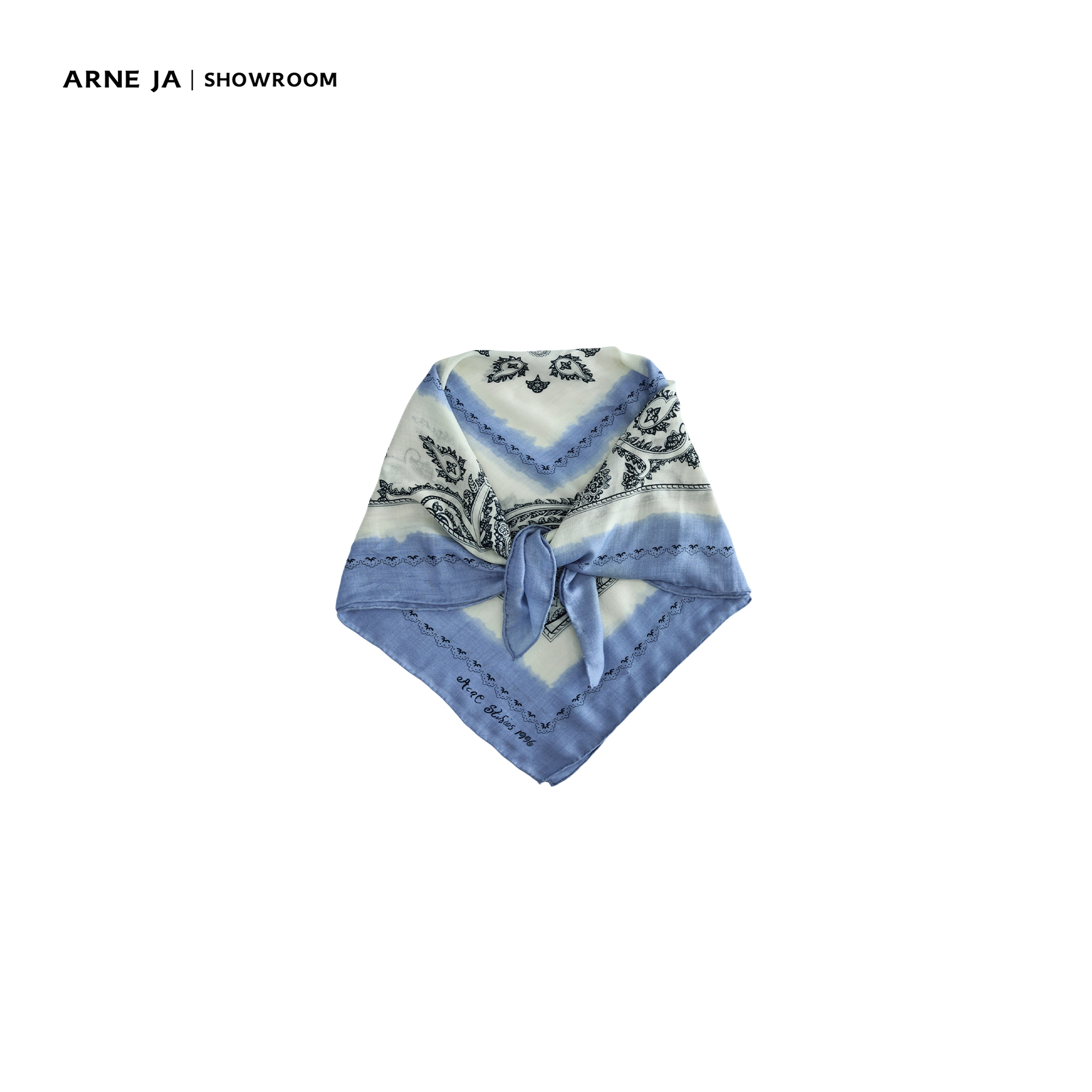 ARNE JA｜“法式浪漫”全羊毛蓝白佩斯利纹复古艺术方巾AS058