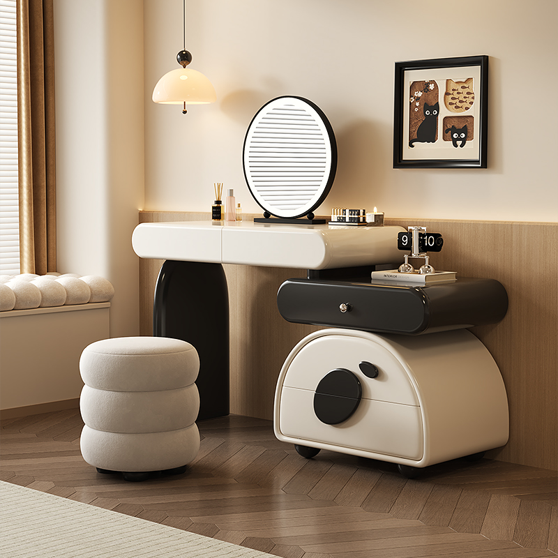 七号公寓梳妆台斗柜一体现代卧室简约2025新款小户型奶油风化妆桌