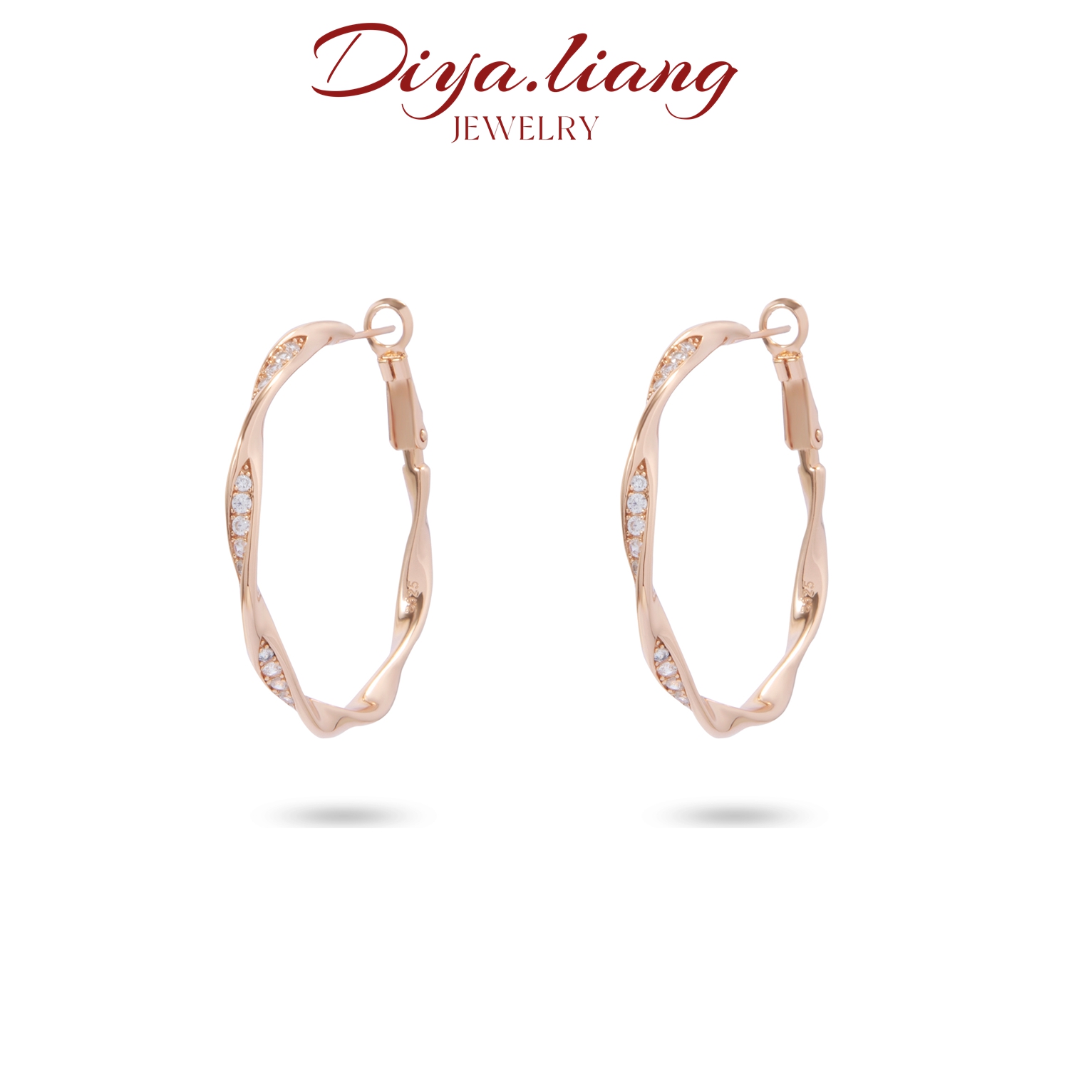 925银耳饰 梁雅帝新品【范特西大女人香槟花环】设计款气质纯银耳饰