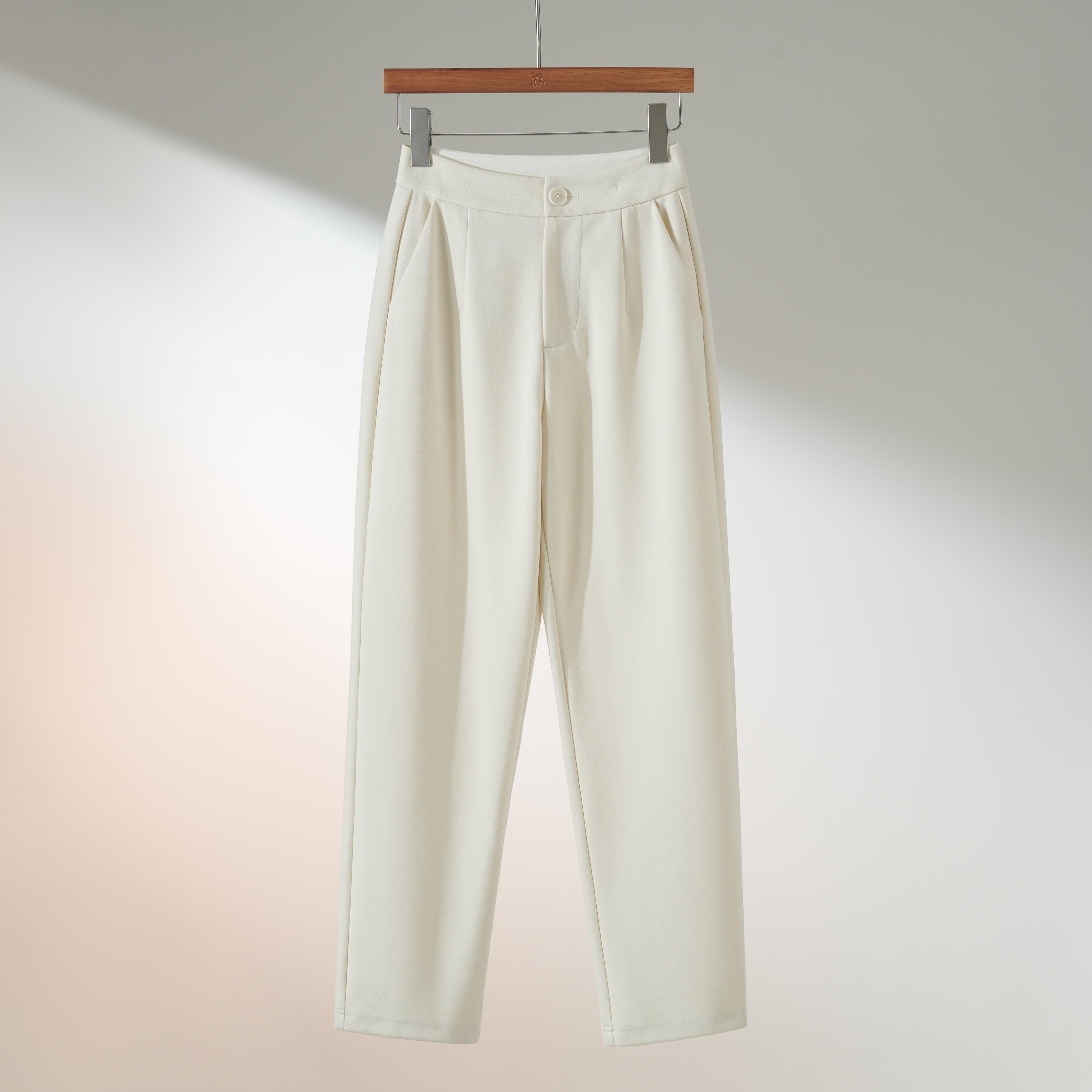 西子/【青云】休闲时尚百搭直筒烟管裤白色九分裤/KZYF108