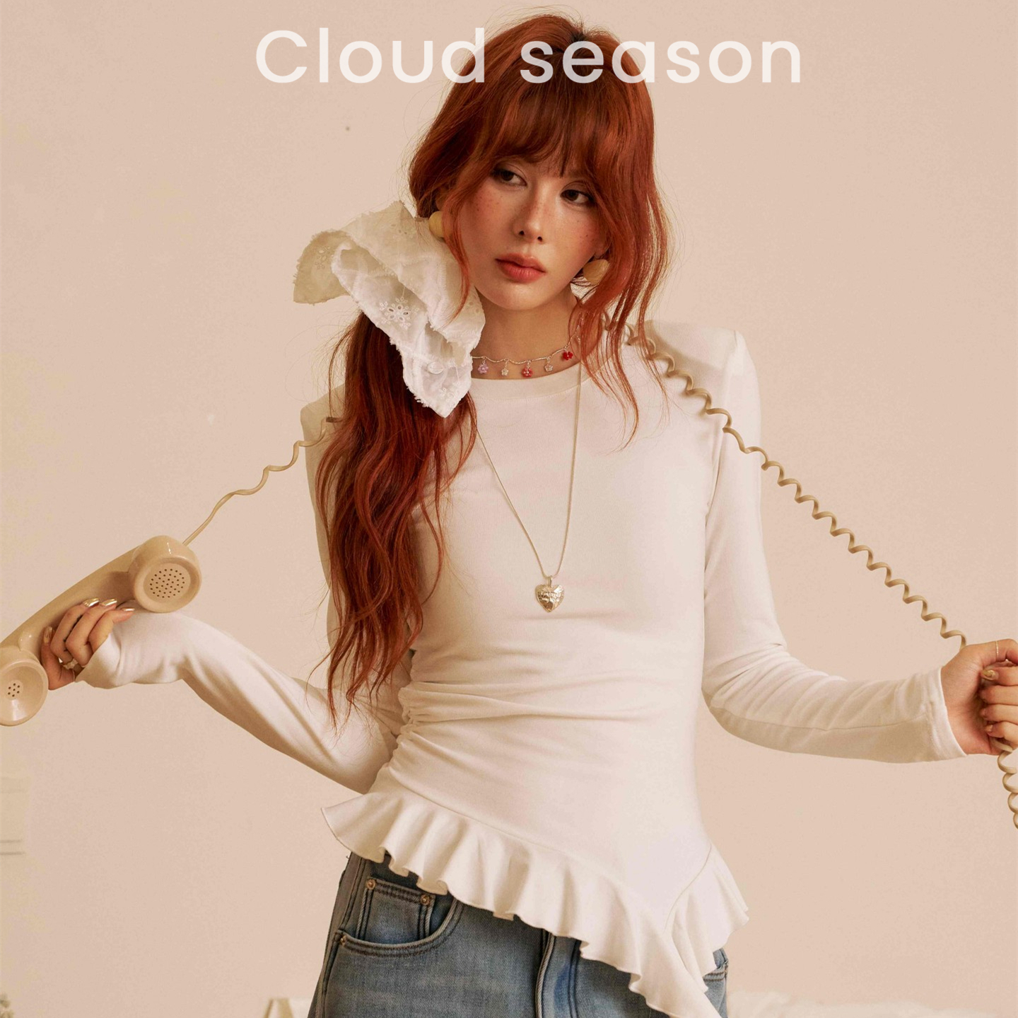 Cloud season甜心几何上衣女韩版修身打底T恤不规则大码百搭保暖