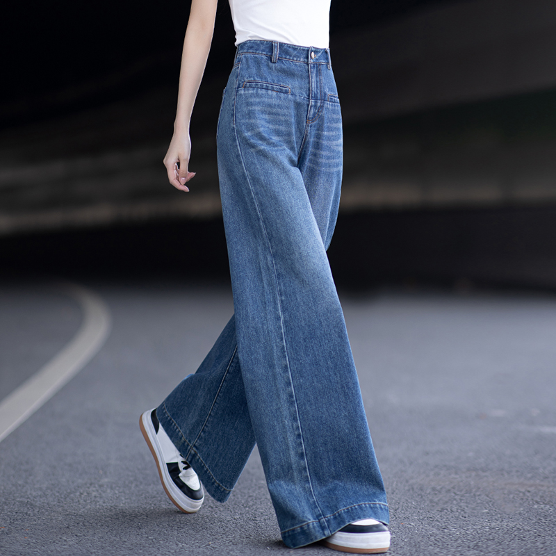 高腰阔腿牛仔裤女款爆款2025新款秋冬显瘦裤子女宽松直筒简约长裤