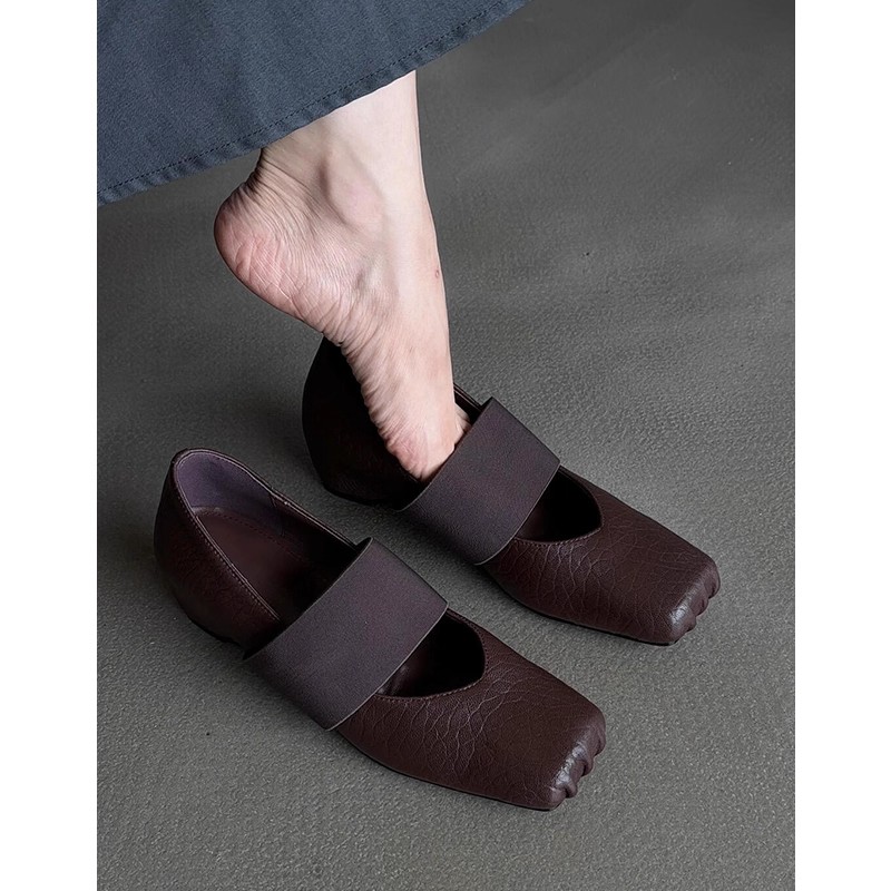 羊皮版~法式复古方头内增高一字带玛丽珍鞋女简约舒适芭蕾舞单鞋