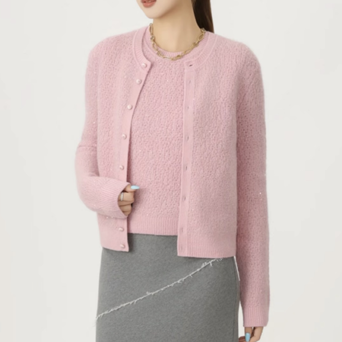 星空灿漫长袖针织小香毛衣开衫女装548046