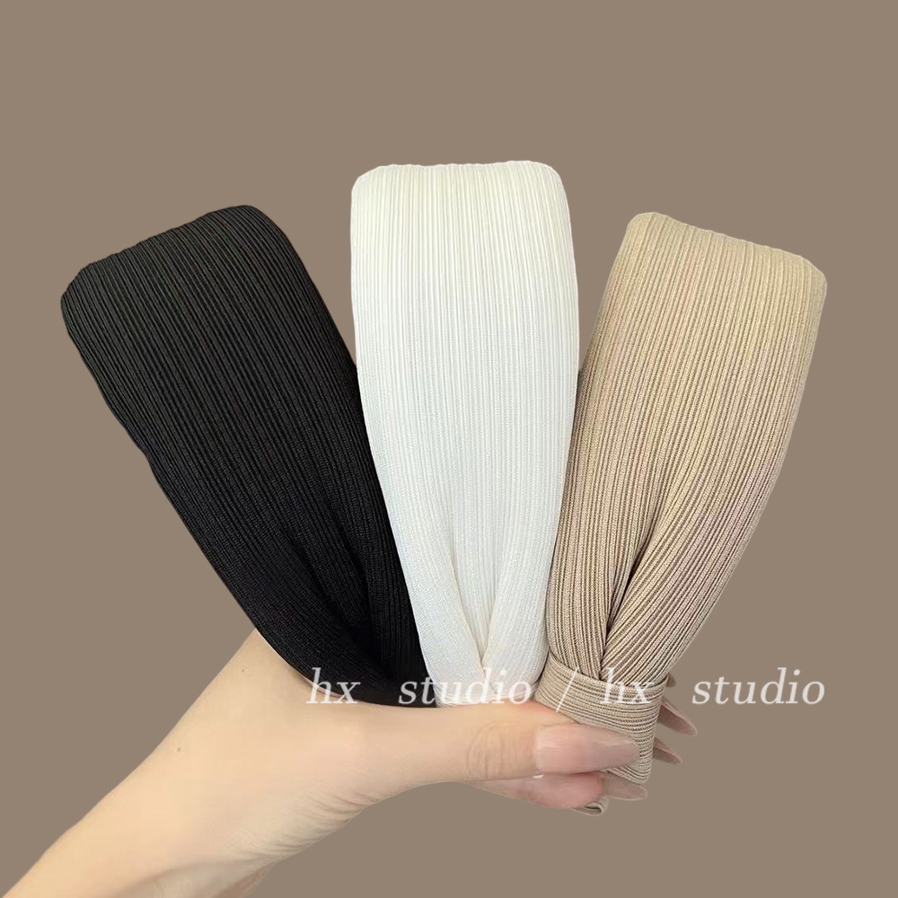 韩系条纹针织宽边高颅顶发箍女2025新款高端时尚洋气压发头箍发卡