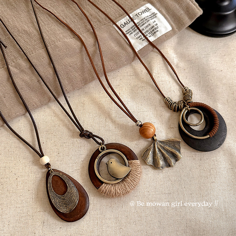 合金项链 新中式禅意长款圆形项链女复古叠戴毛衣链新款配饰