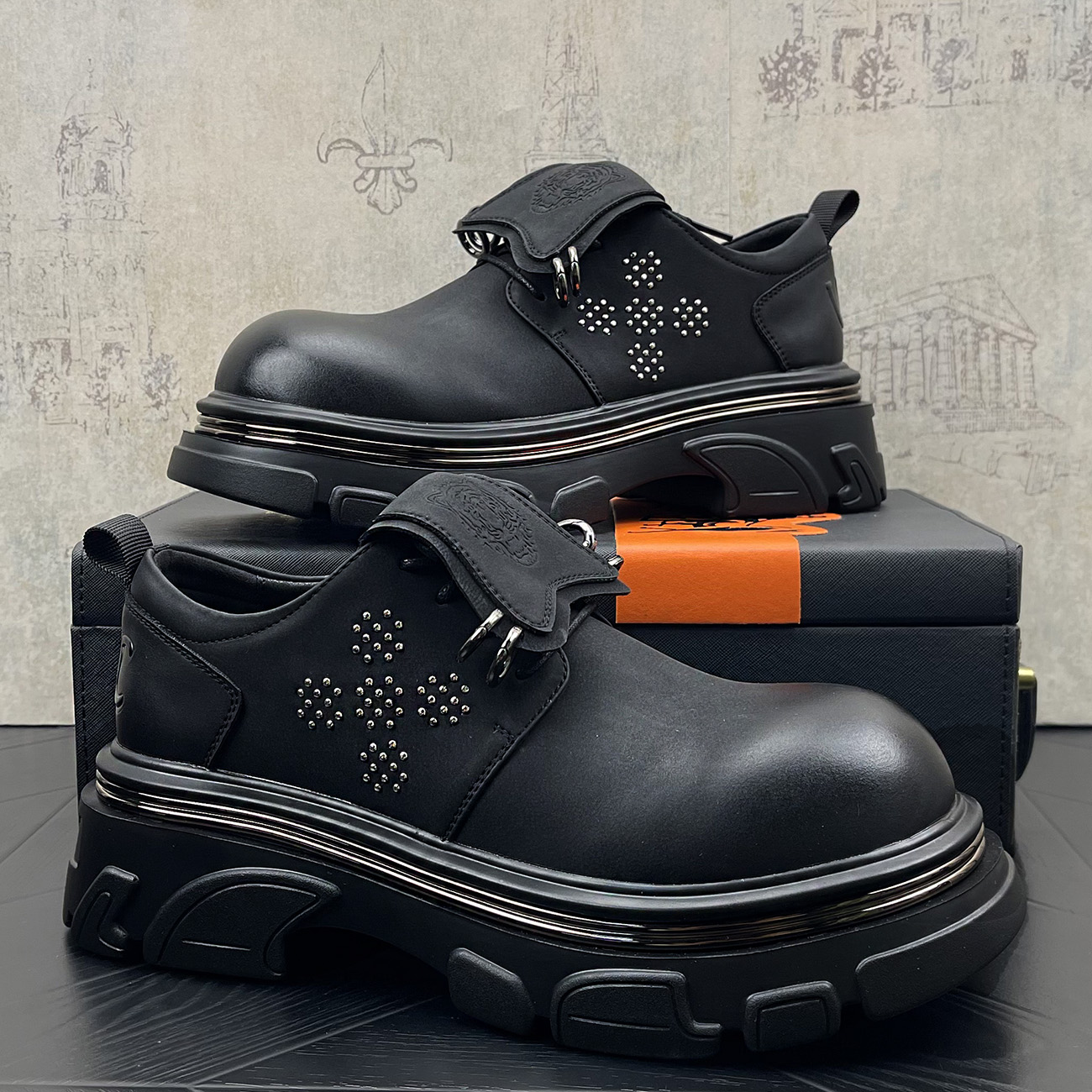 欧美风秋季新款厚底增高圆头德比鞋小众高级感轻奢软底防滑休闲鞋