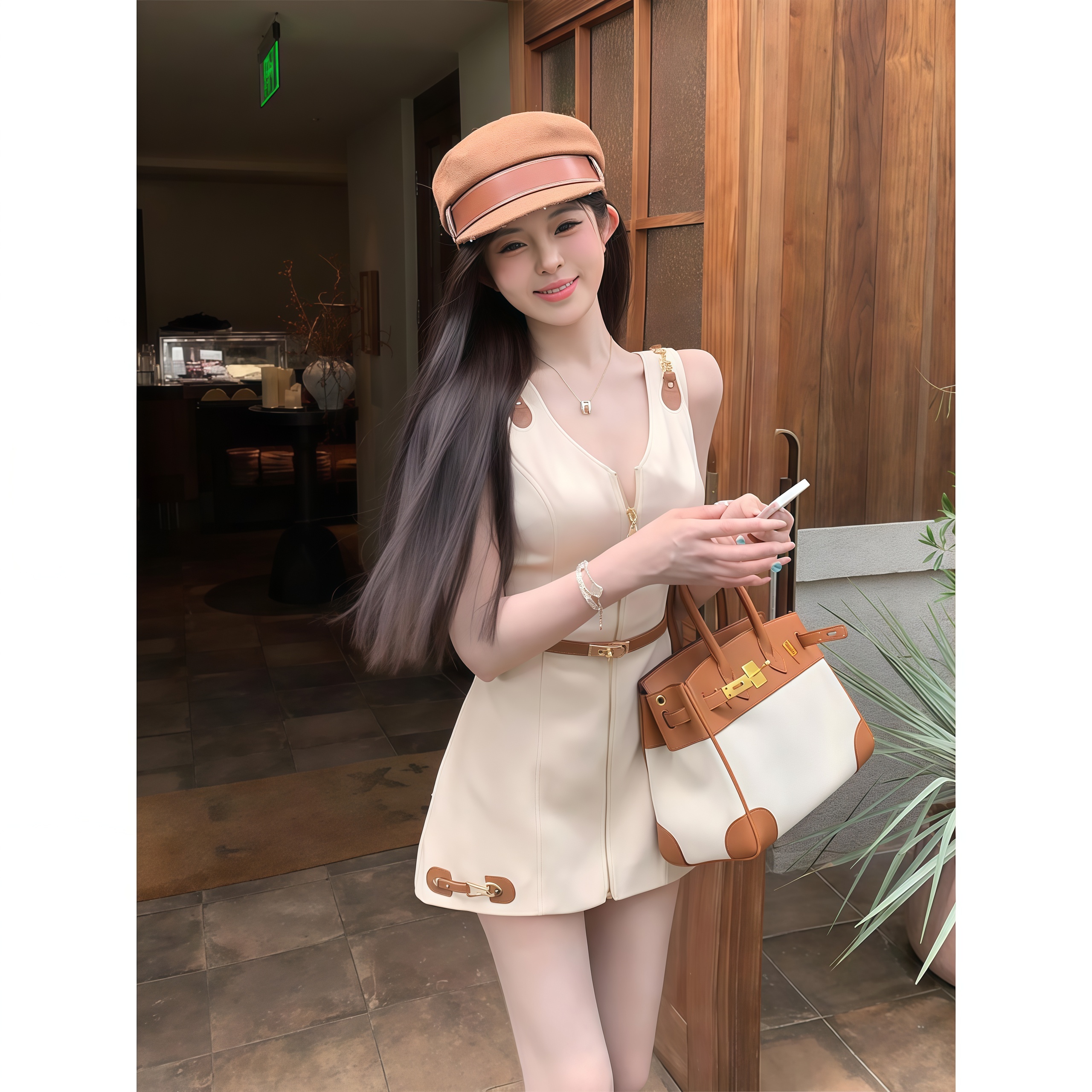 法式小香风性感辣妹拉链V领背心连衣裙女夏季新款收腰显瘦短裙子