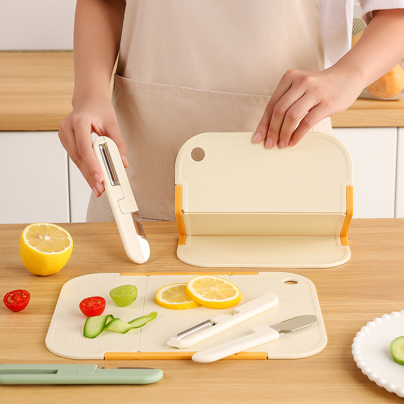 便携折叠水果刀砧板家用厨房切菜半果蔬削皮器户外露营切水果案板