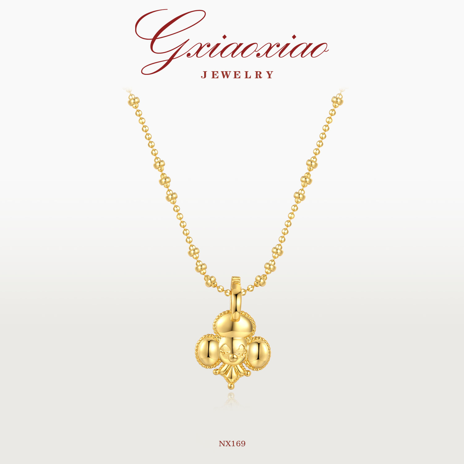 G XIAOXIAO 镀K金 时尚气质高级感复古百搭小丑黑桃项链 NX169