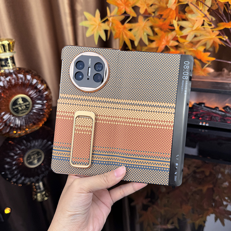 适用华为matex5手机壳新款旋转支架腕带x6双中轴保护高档商务皮套