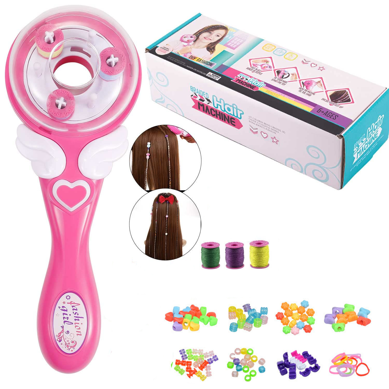 女孩电动扎头发神器套装儿童全自动编发器扎辫子机公主过家家玩具